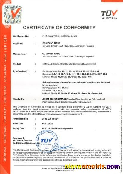Austria Certificate of Conformity